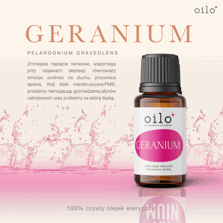 Olejek geraniowy Oilo – grafika z opisem „Geranium”