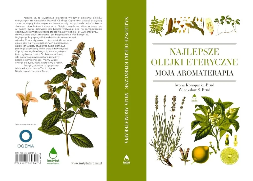 Książka „Najlepsze olejki eteryczne. Moja Aromaterapia” – grzbiet i tylna okładka