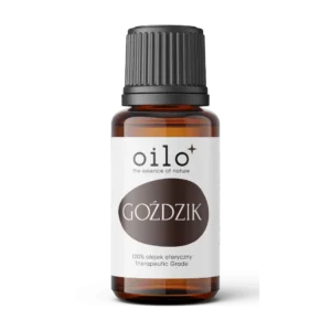 Olejek goździkowy Oilo – butelka z etykietą, zdjęcie produktu