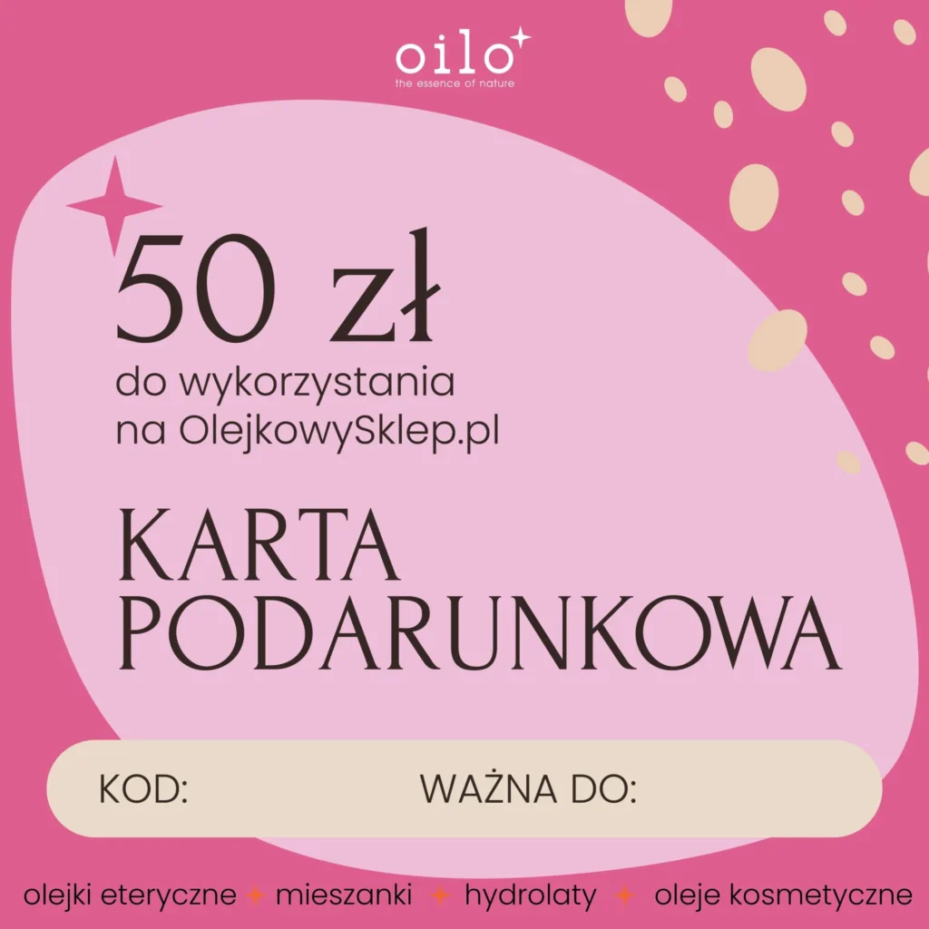 Karta podarunkowa 50 zł do wykorzystania na OlejkowySklep.pl – różowa