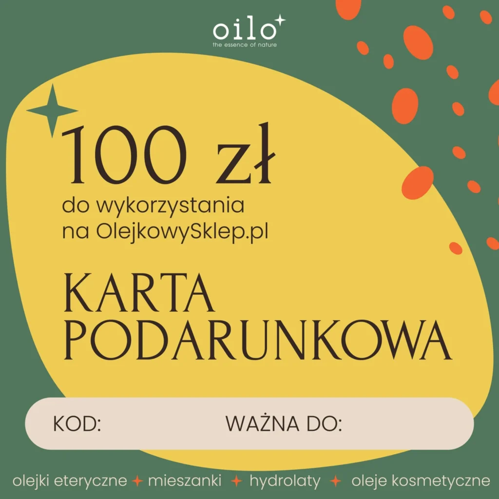 Karta podarunkowa 100 zł do wykorzystania na OlejkowySklep.pl – żółto-zielona