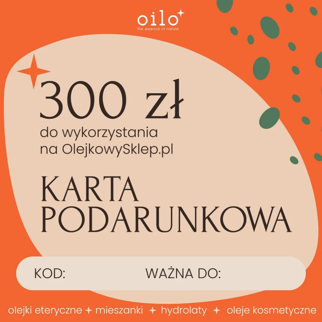 Karta podarunkowa 300 zł do wykorzystania na OlejkowySklep.pl – pomarańczowa