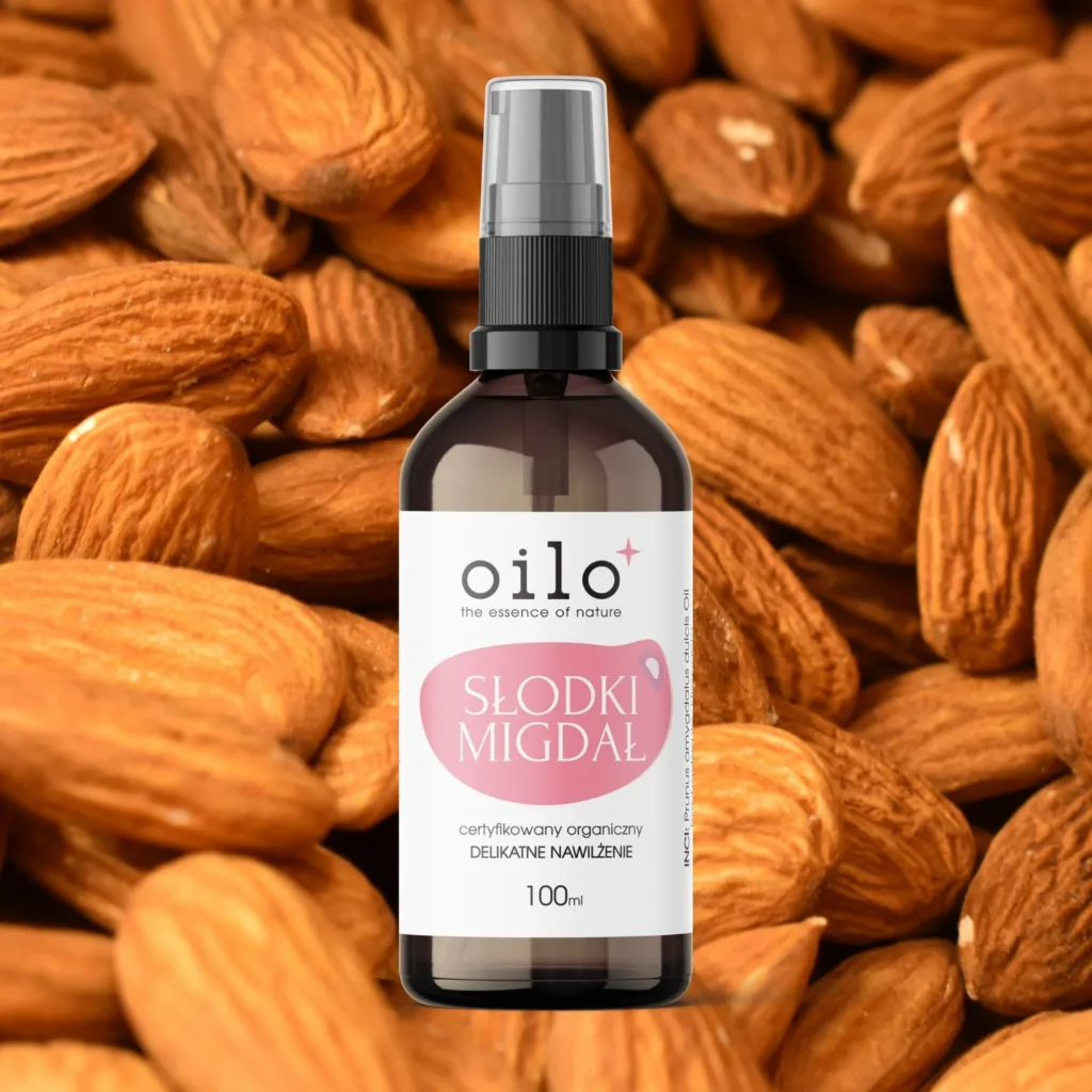 Olej migdałowy Oilo 100 ml wśród migdałów