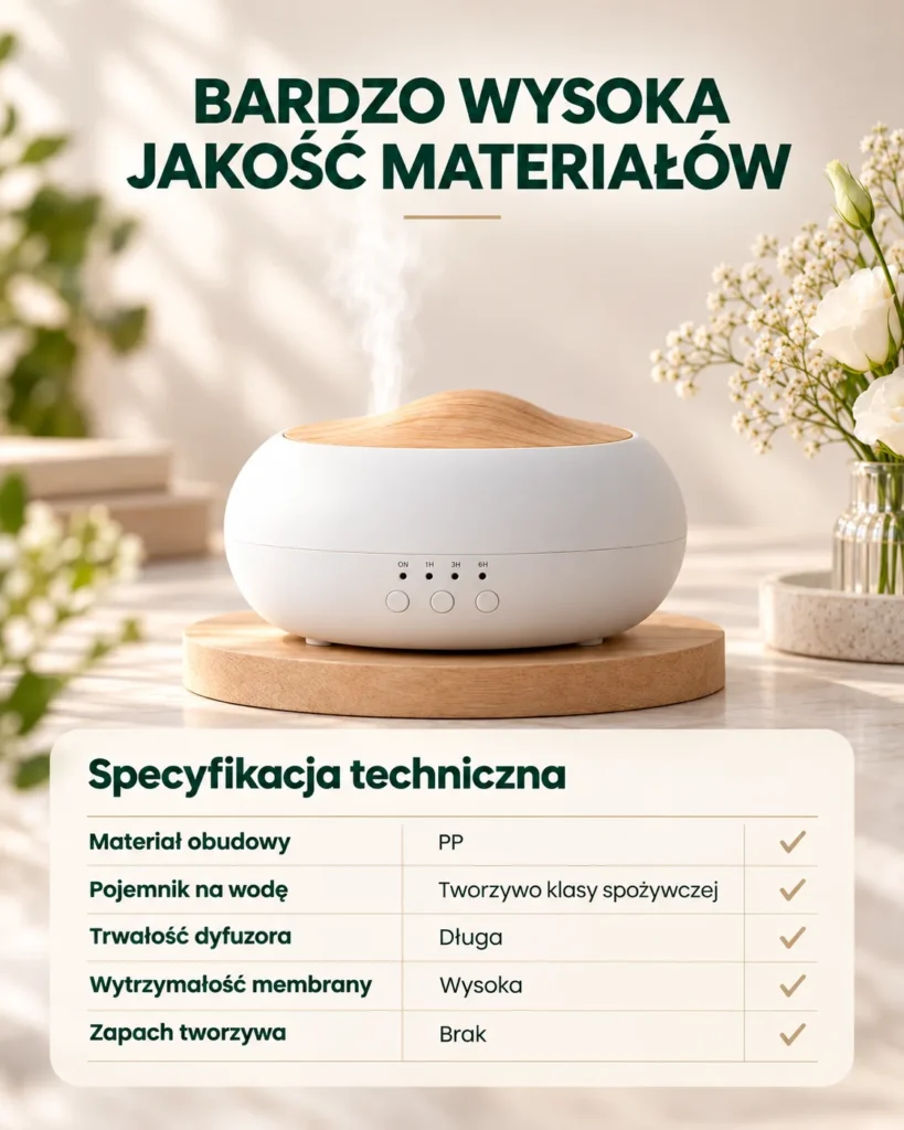 Dyfuzor ultradźwiękowy AROMA ZEN - materiały PP ABS