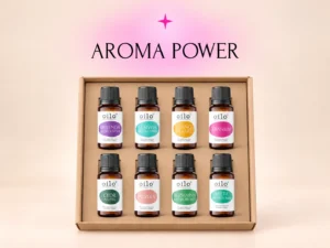 Aroma Power – zestaw 8 olejków eterycznych do masażu w kartonowym pudełku