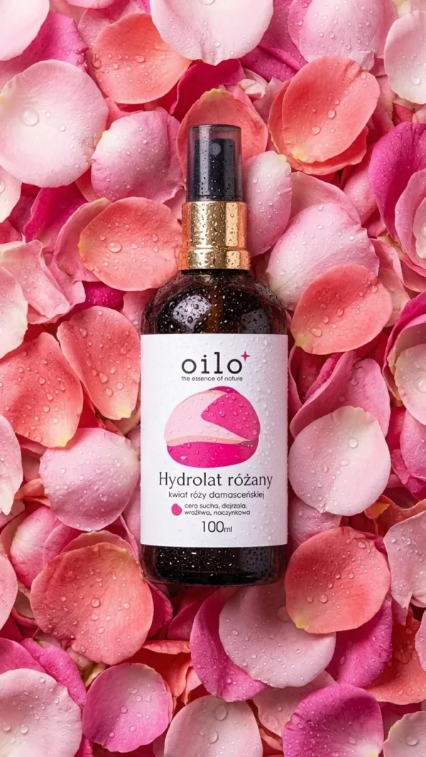 Hydrolat różany 100 ml wśród płatków róż