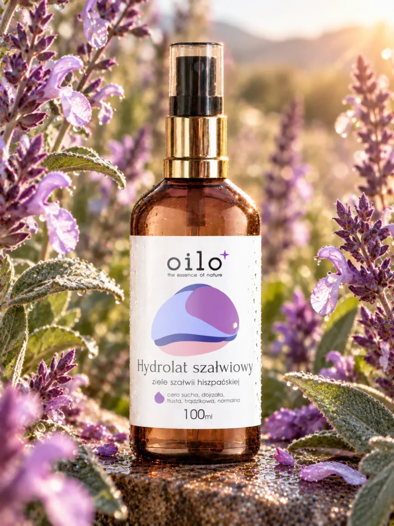 Hydrolat szałwiowy 100 ml wśród fioletowych kwiatów szałwii