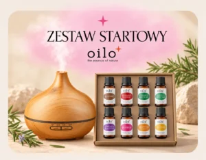Zestaw STARTOWY do aromaterapii: Dyfuzor ultradźwiękowy + olejki eteryczne