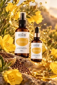 Olej z wiesiołka Oilo 100 ml i 30 ml wśród kwiatów i nasion wiesiołka