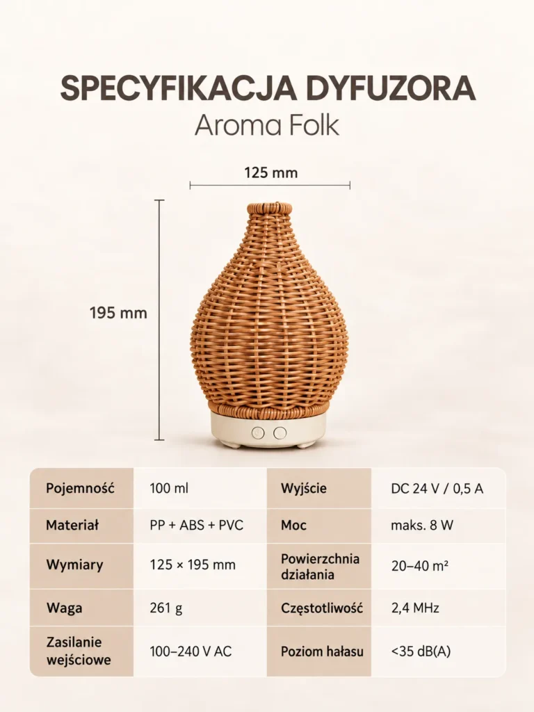 Dyfuzor ultradźwiękowy AROMA FOLK - specyfikacja