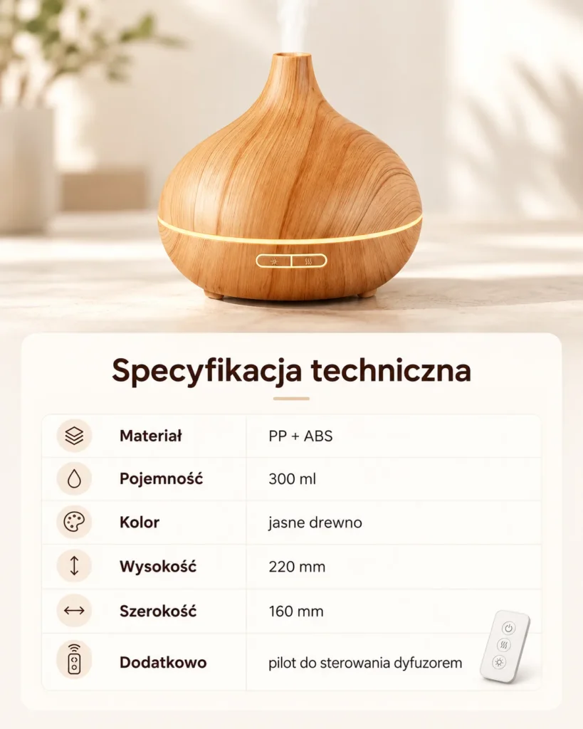 Dyfuzor ultradźwiękowy AROMA SPA - specyfikacja