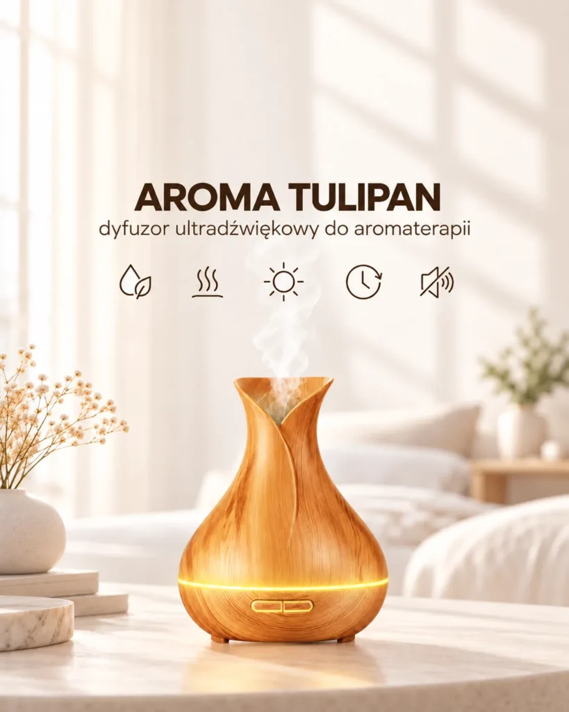 AROMA TULIPAN - cichy dyfuzor ultradźwiękowy do olejków eterycznych - grafika
