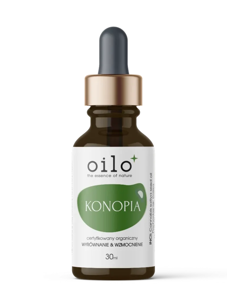 Olej konopny zimnotłoczony Oilo Bio 30 ml — butelka z zakraplaczem