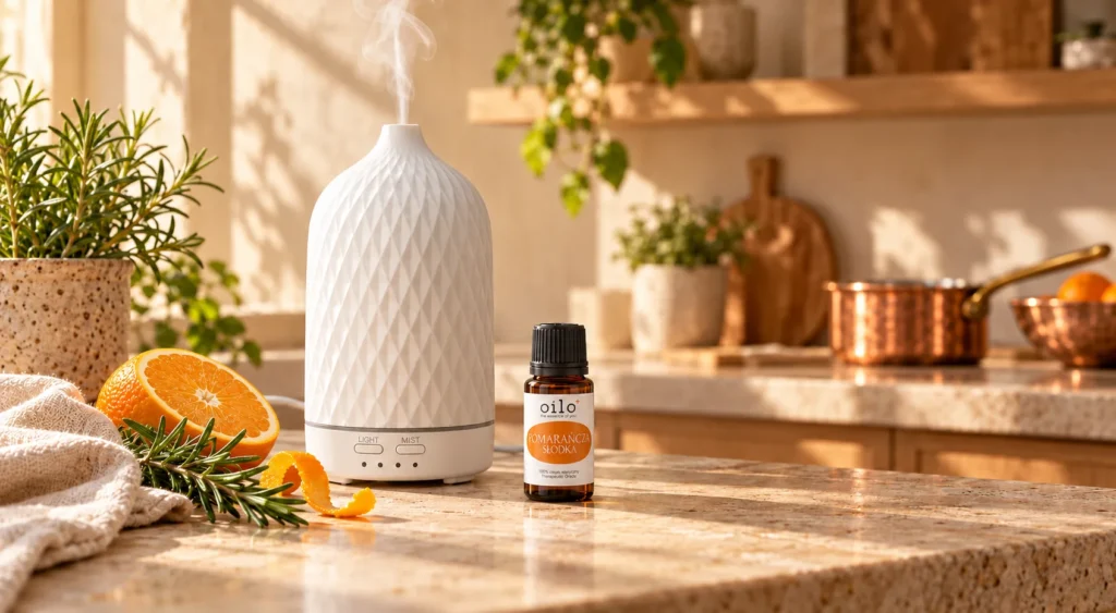 Dyfuzor ceramiczny do aromaterapii i olejek pomarańczowy Oilo BIO